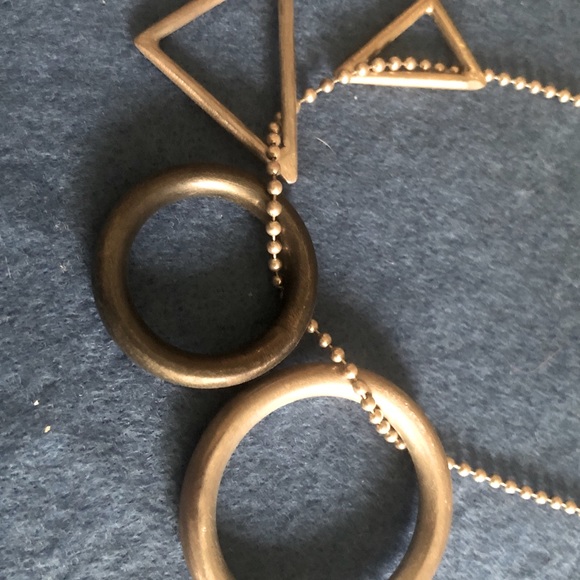 Necklace, earrings and bangle with free-floating geometric shapes as charms - Picture 7 of 12